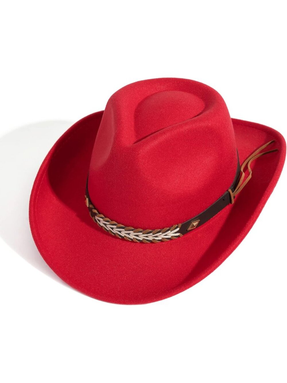 Unisex Red Belt Felt for Wide Brim Adjustable Fit Cowboy Western Cowgirl Hat